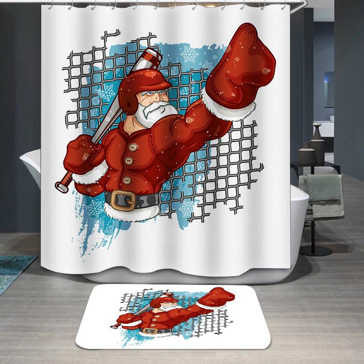 Santa Claus Baseball Player  Shower Curtain