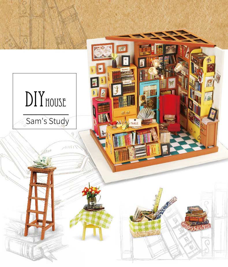 Robotime Sam's Study DG102 DIY Dollhouse