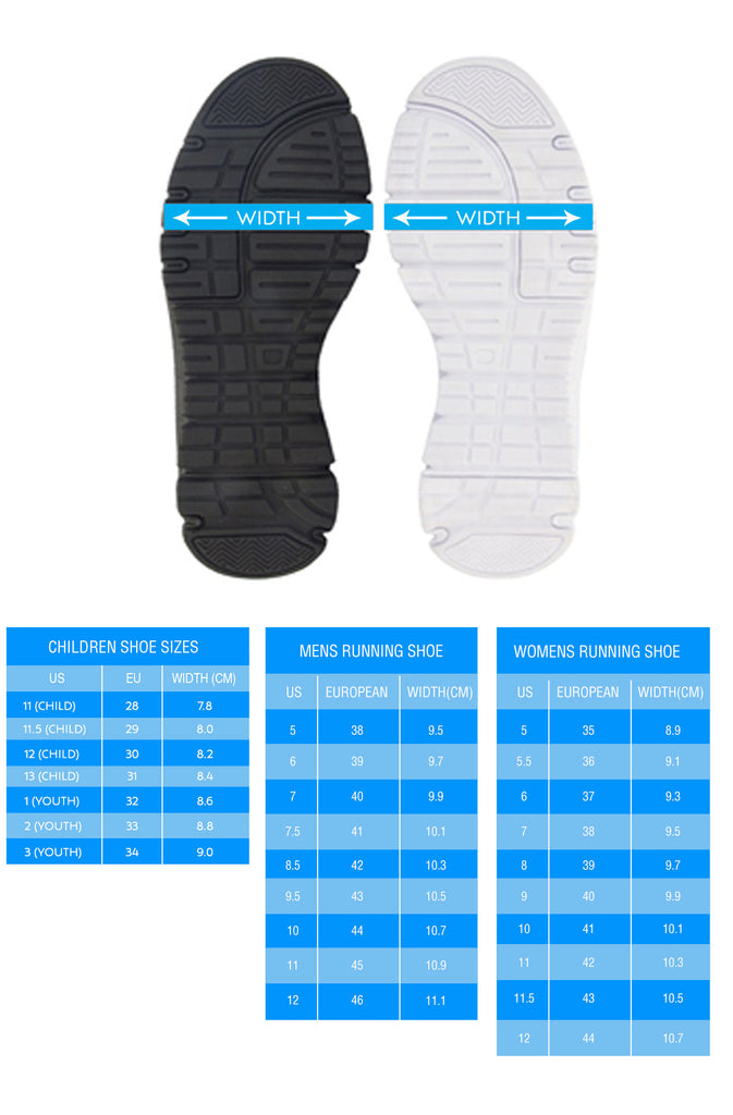 running shoe width chart