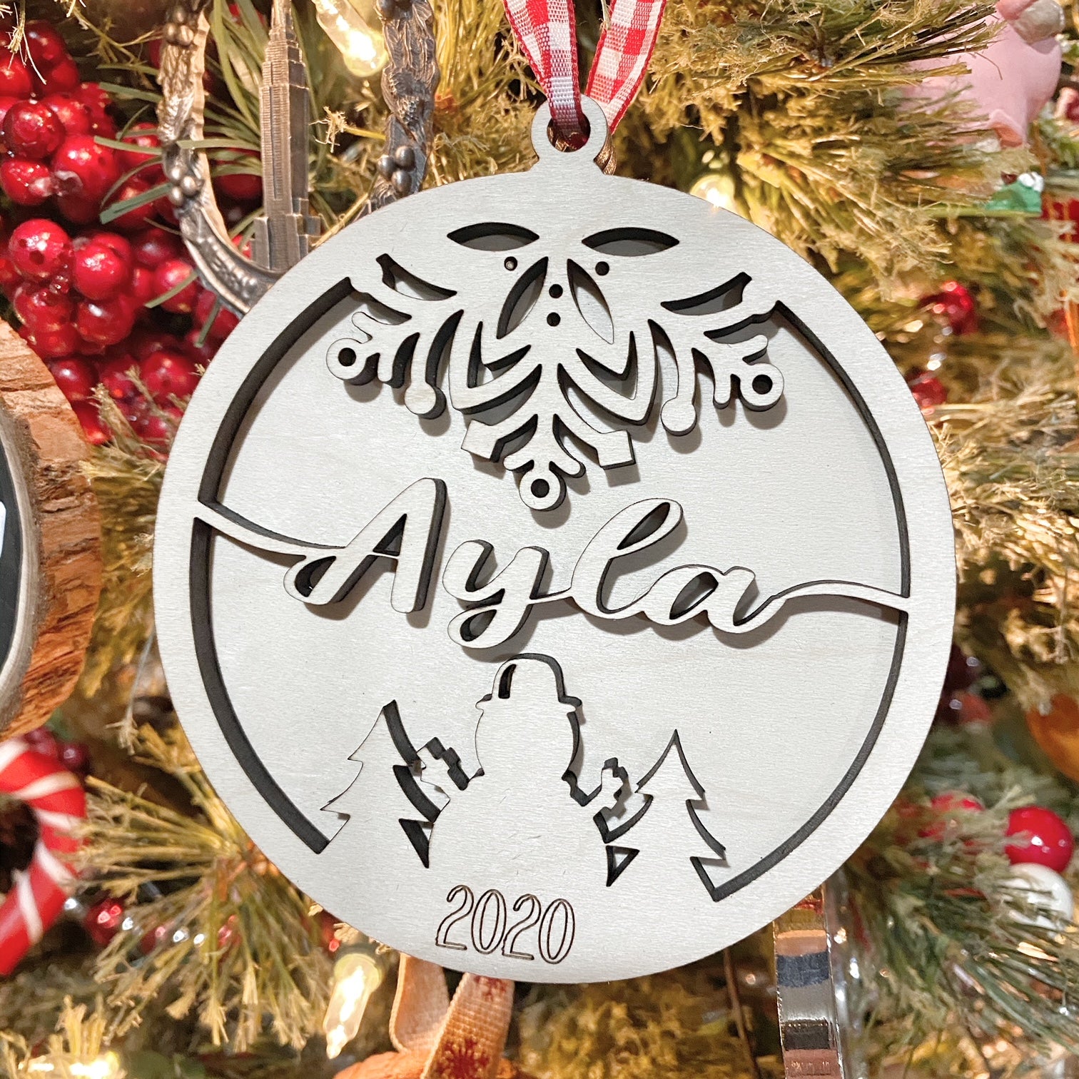 Custom Name Wood Laser Cut Christmas Ornament Personalized – Sawdust