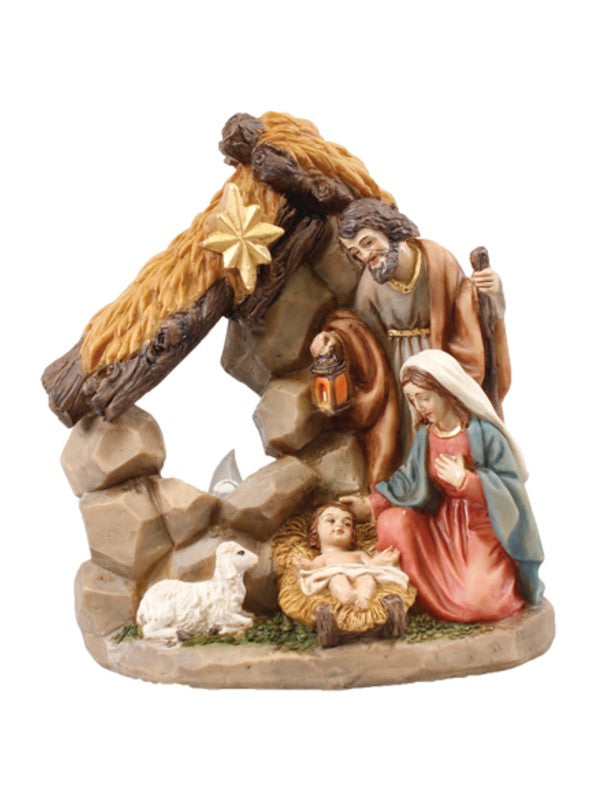 Holy Family Nativity With Light- Resin 5