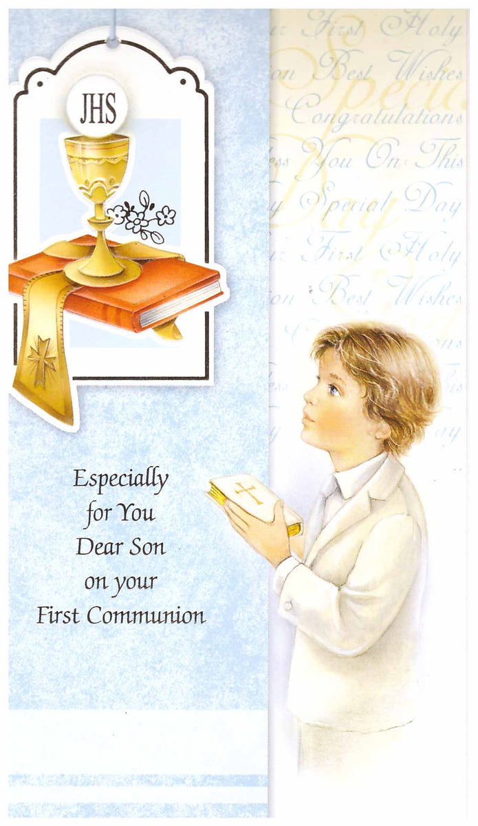 First Holy Communion Card boy Holy Cross Catholic