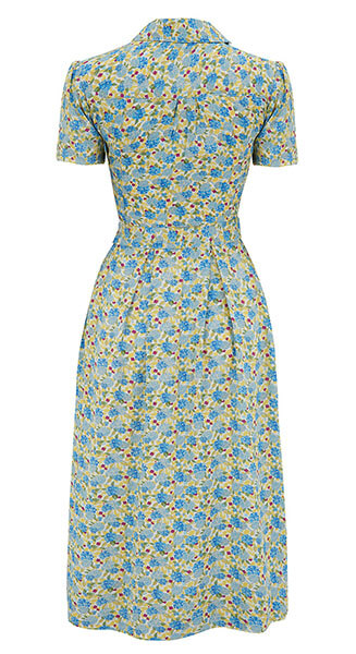 1940s Katherine Yellow Floral Shirt Dress from Weekend Doll back view