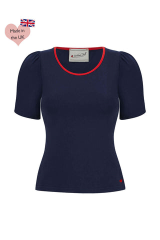 Ann Scoop Neck Top in Navy