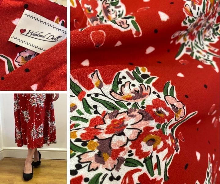 Vintage Inspired Red Floral Print Dress | Weekend Doll 