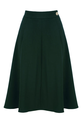 1940s Style Classic A line Crepe Skirt in Bold Green | Weekend Doll 