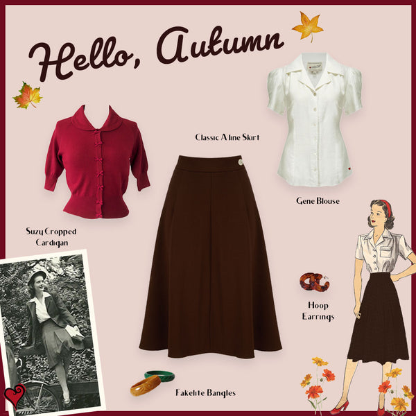 1940s style classic aline skirt outfit idea