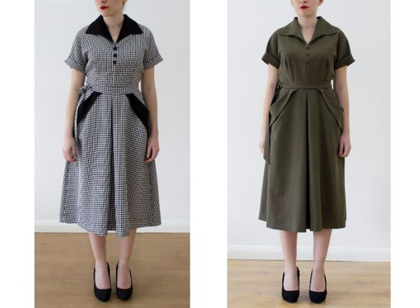 Vintage 1940s and 50s Inspired Shirt Dress