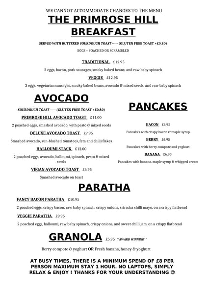 Cafe Menus - Sweet Things Cafe & Bakery