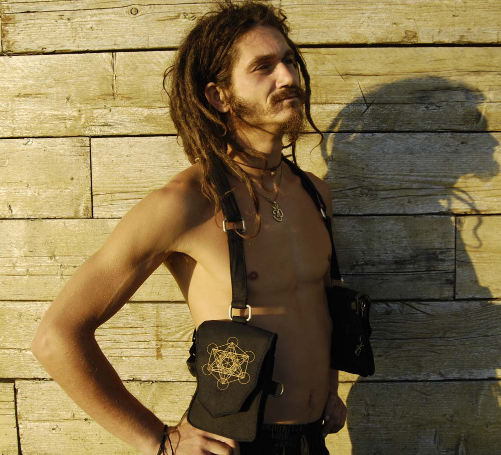 Men's Holster Vest - *El Viajero* Black & Moonstone