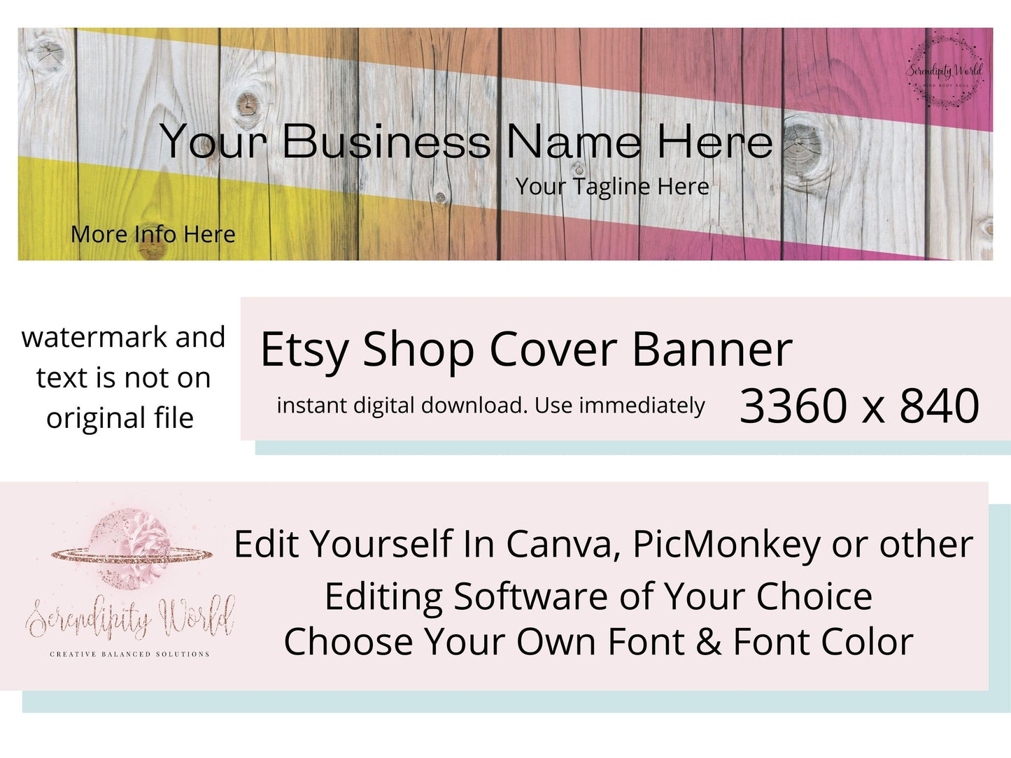 Wood Etsy Cover Photo, Rustic Etsy Premade Cover Image, Professional Etsy Shop Banner, Business Branding - Vital Sense LLC 