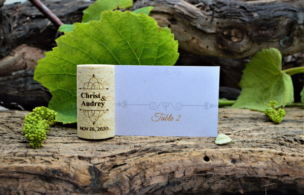 Personalized Wine Cork Place Card Holder - place card - Vertical