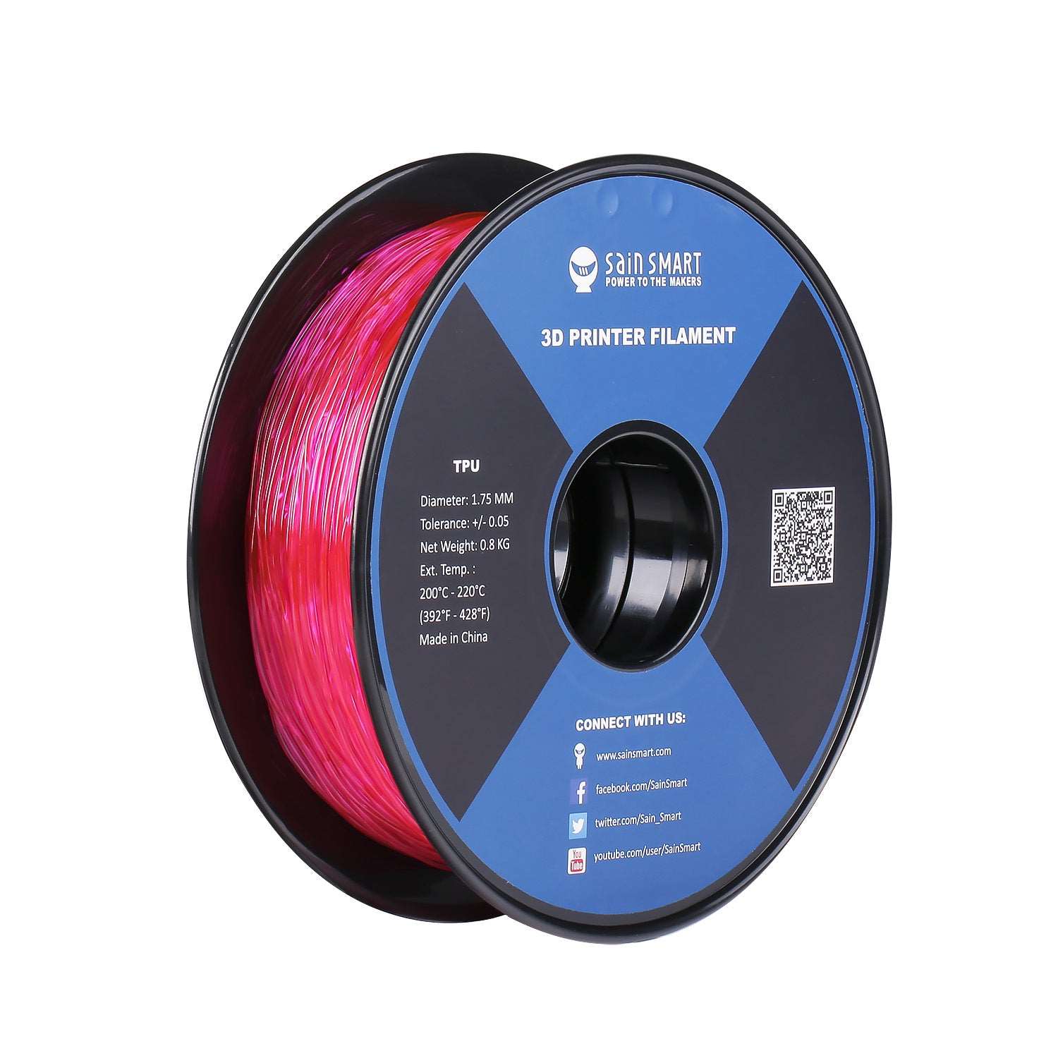 TPU Flexible Filament in All Colors, 1.75mm, 0.8kg/1.76lb