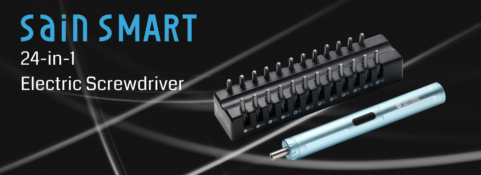ES24 Electric Screwdriver with 24 Magnetic Bits, Cordless Screwdriver Set | SainSmart