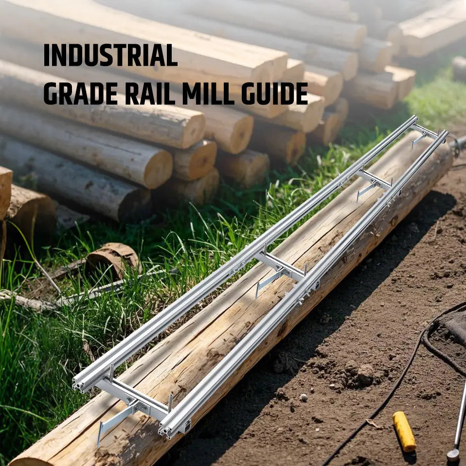 9Ft Rail Mill Guide System, Adjustable Saw Milling Rails System with 4 Crossbar Kits, Work with Chainsaw Mills for Woodcutting