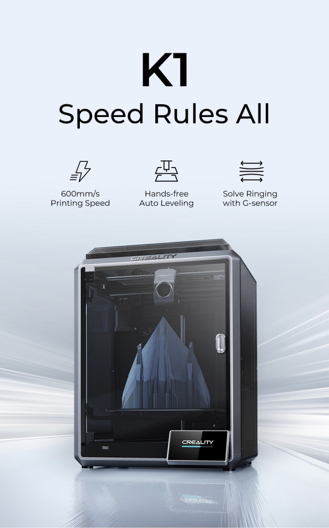 Creality K1 MAX 3D Printer Upgrade with 600mm/s Printing Speed 300°C  High-Temperature Nozzle Direct Extruder Hands-Free Auto Leveling with  Creality