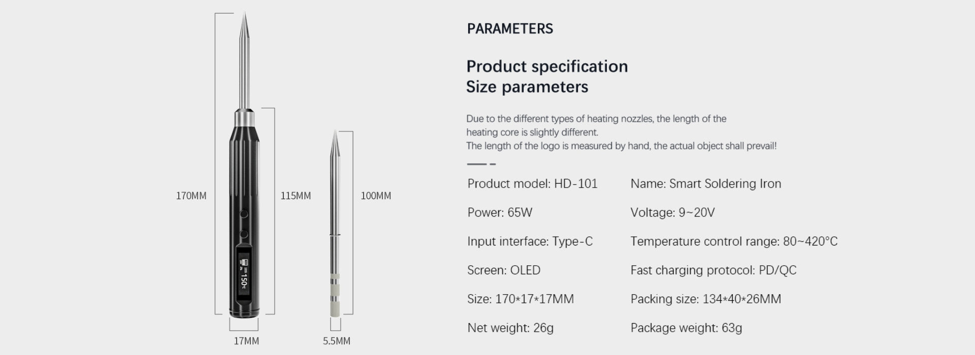 PSI65 65W Smart Soldering Iron | SainSmart