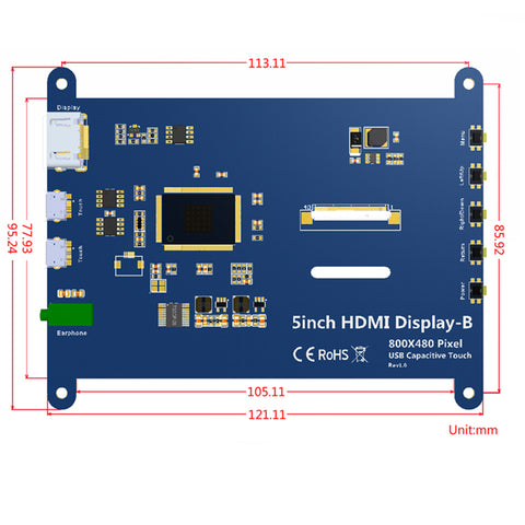 sainsmart 5 inch capacitive touch screen 800x480 hdmi display