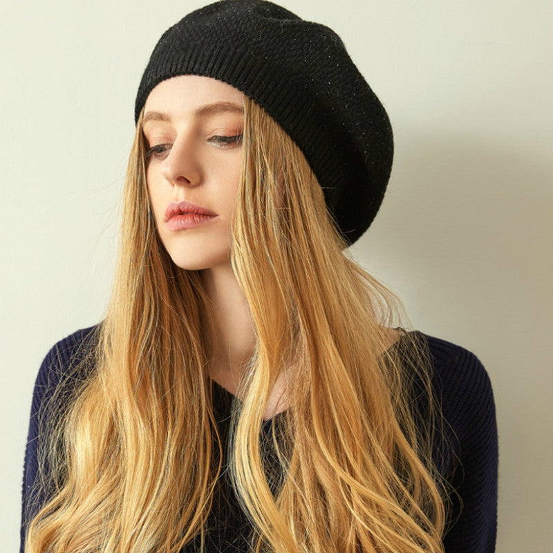 black knit beret