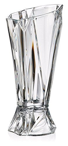 Bohemia Collection Decorative Crystal Flower Vase on a Stem Angles 15-in