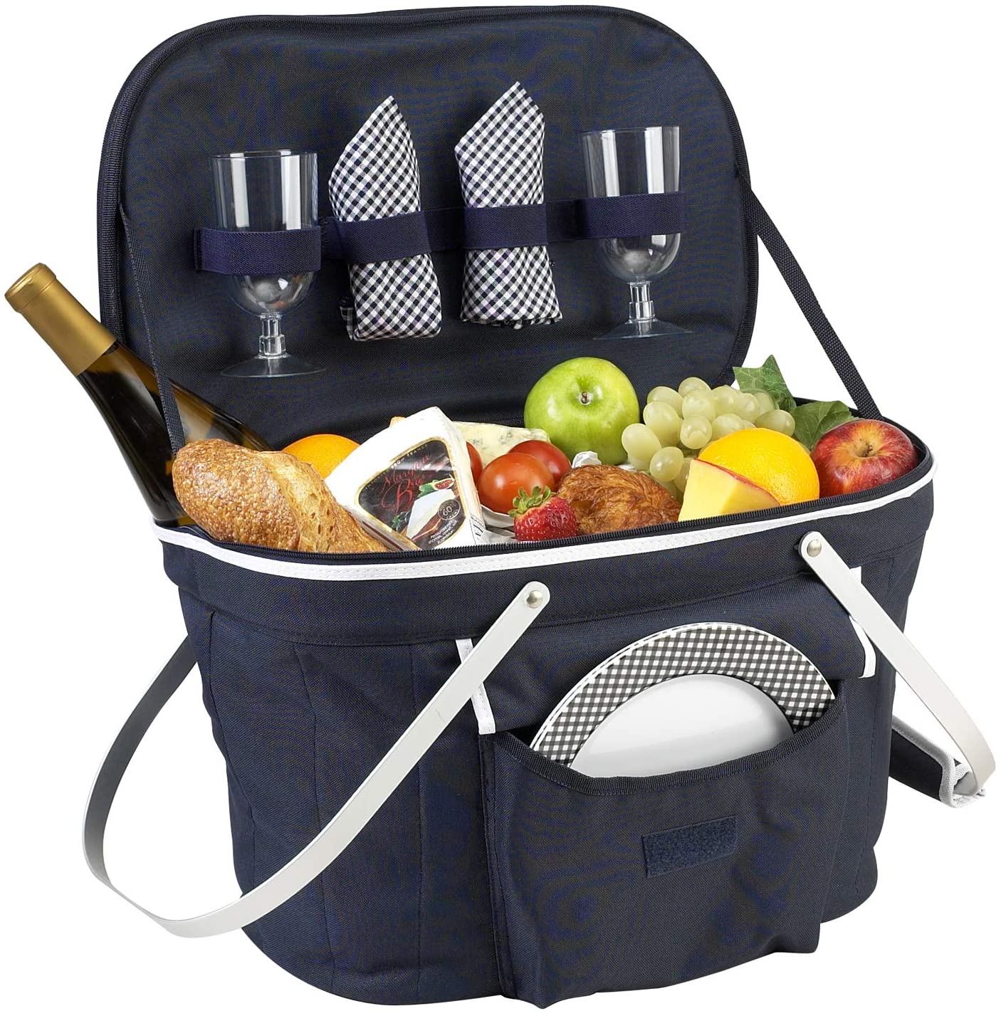 (D) Collapsible Insulated Picnic Basket for Two Equipment Set for Outd