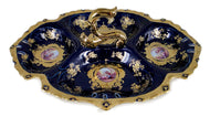 Royalty Porcelain Cobalt Blue Sectional Serving Tray, Bone China Porcelain