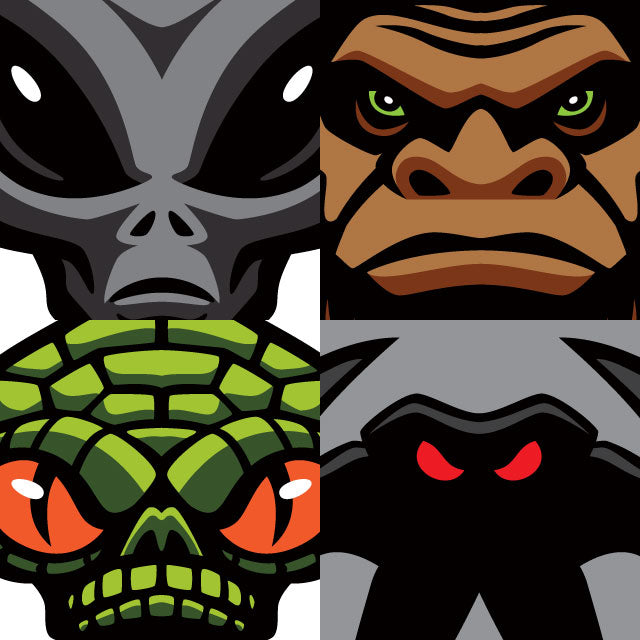 Bigfoot, Sasquatch, Mothman, Reptilian Alien patch art preview