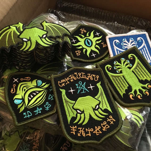 Cthulhu/H. P. Lovecraft embroidered patches by Monsterologist