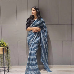 Blue Readymade Saree