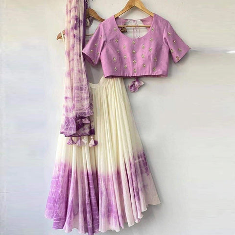 Buy Purple Wedding Lehenga in Shibori Print Online