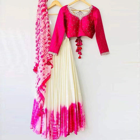 Buy Pink Wedding Lehenga in Shibori Print Online