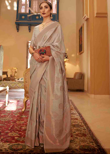 Tan Cream Banarasi Saree