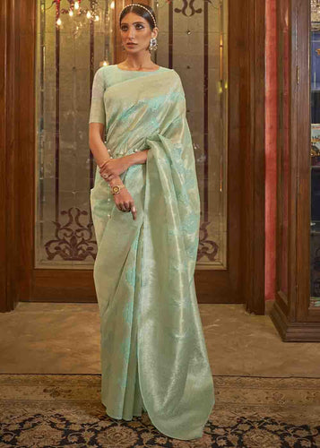 Green Saree in Paithani Silk for Women