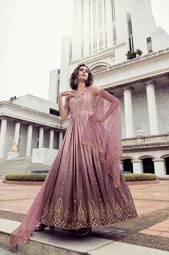 Dusty Pink Exclusive Embroidered all Size Stitched Gown Coll