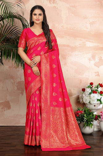 CM - Baby Pink Colour Lichi Silk Saree - New In - Indian