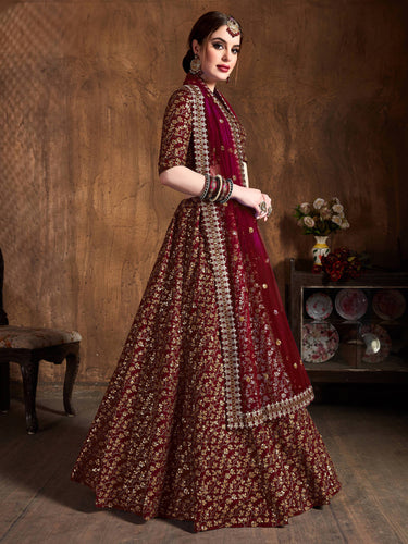 Red and Maroon Lehenga - Buy Designer Red Lehenga Choli