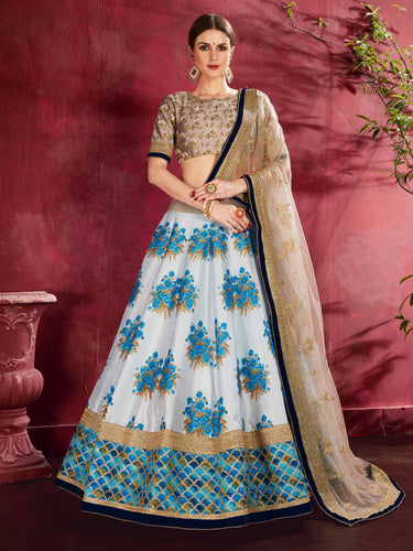 Captivating Sky Digital Printed Silk Party Wear Lehenga Choli