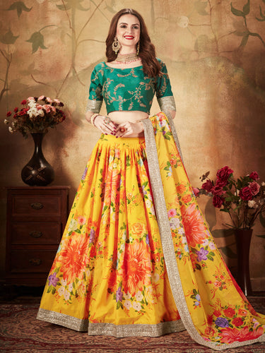 Buy Green Blouse Raw Silk Printed And Hand Raat Rani Panelled Lehenga Set  For Women by Aayushi Maniar Online at Aza Fashions.