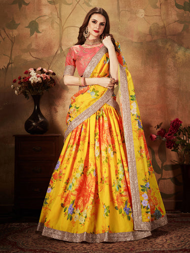 Red floral printed designer lehenga choli – Joshindia