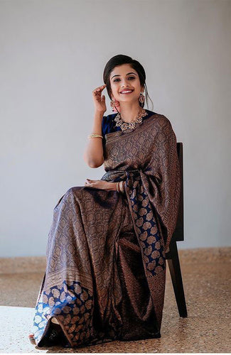 Amiable Navy Blue Soft Silk Saree With Divine Blouse Piece 