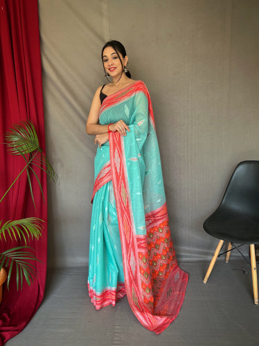 Grey Saree in Cotton Leheriya - Clothsvilla