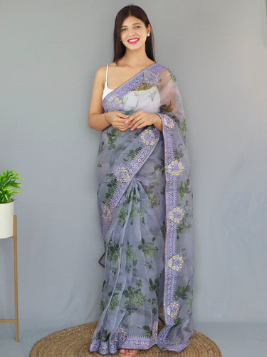 Buy online Women Lavender Floral Printed Saree With Blouse from ethnic wear  for Women by Vinhem Fashion for ₹2299 at 26% off | 2024 Limeroad.com