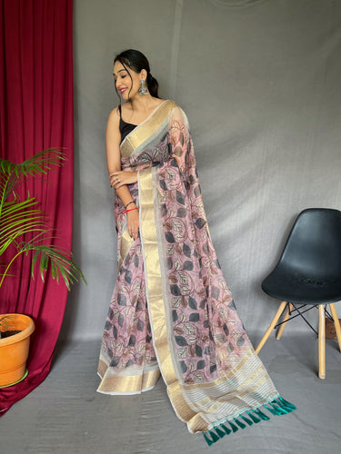 Pista Green Organza Digital Floral Printed Traditional Saree – Rajnandini  Fashion