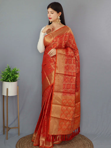 Buy Orange Sarees for Women by PARAMPARIK TEXTILE Online | Ajio.com