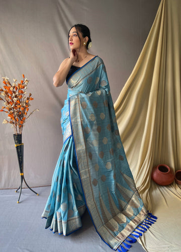 Grey Saree in Cotton Leheriya