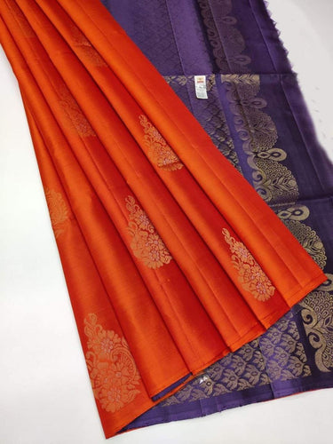 Orange Saree in Net with Sequence Work with Printed Petticoa