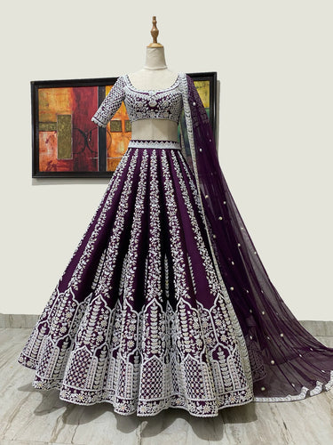 Royal Plum - Embroidered Designer Bridal Lehenga