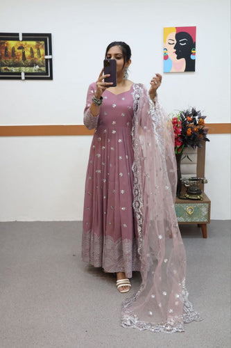 Designer Purple Anarkali Dress for women - georgette anarkal