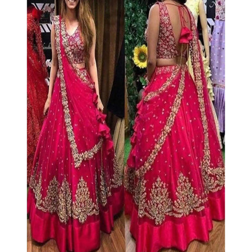 Pink Embroidered Silk Lehenga Choli With Heavy Blouse Latest 2291LG01