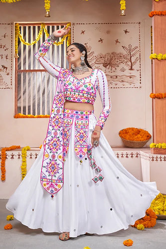 White Color Navratri Special Chaniya Choli Design